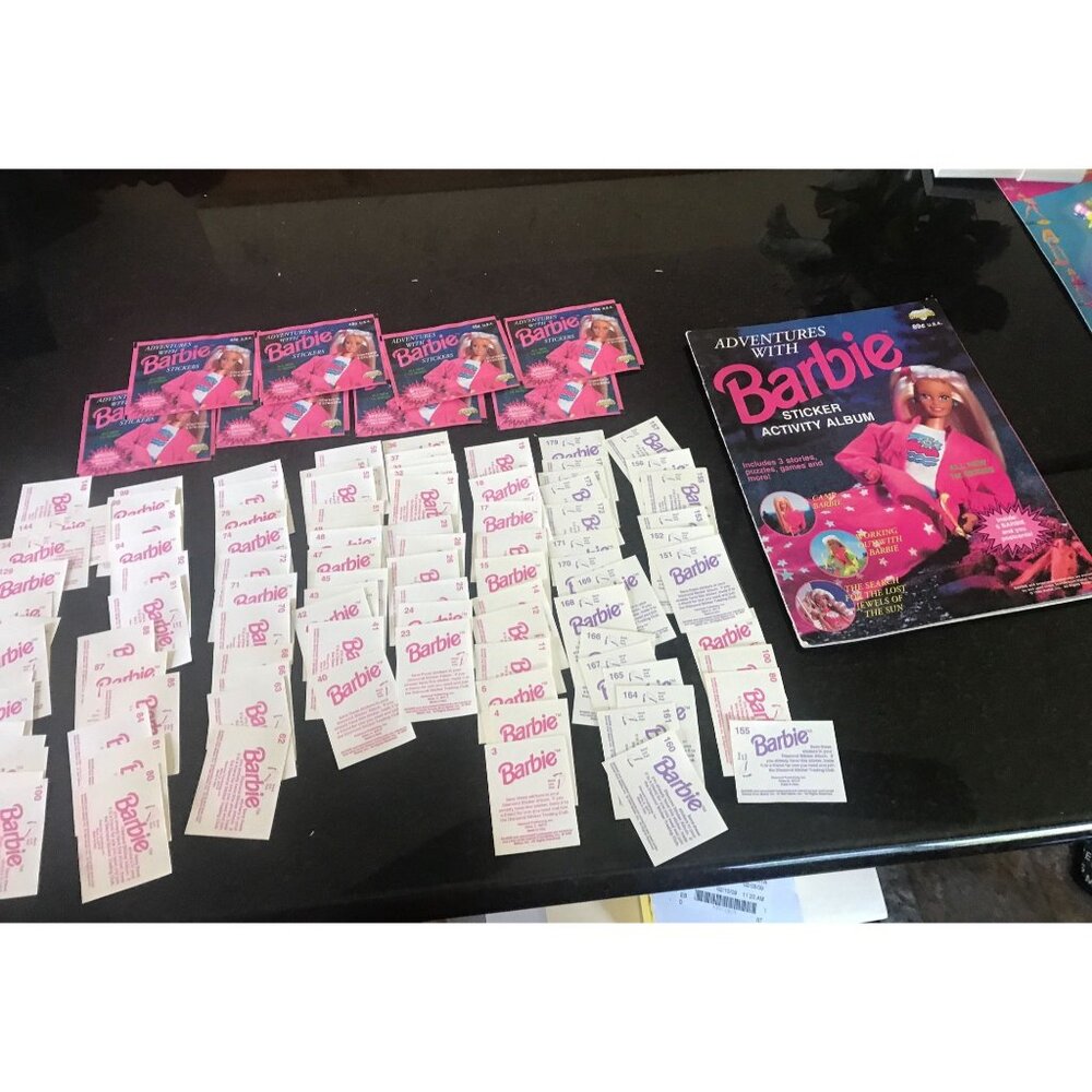 1994 Barbie Adventures Barbie Diamond Album Stickers Mattel Made In Italy & Book